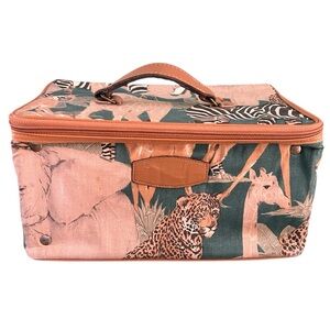 Vintage Herz Safari Jungle Sahara Animal Print Travel Cosmetic Toiletry Bag